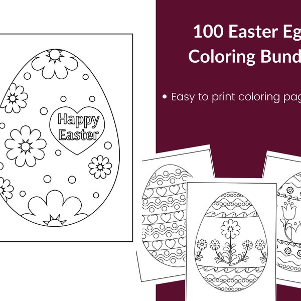 100 Easter Coloring Pages Coloring Page Bundle Cute Coloring Book Coloring Book Pdf Large Coloring Reusable Coloring