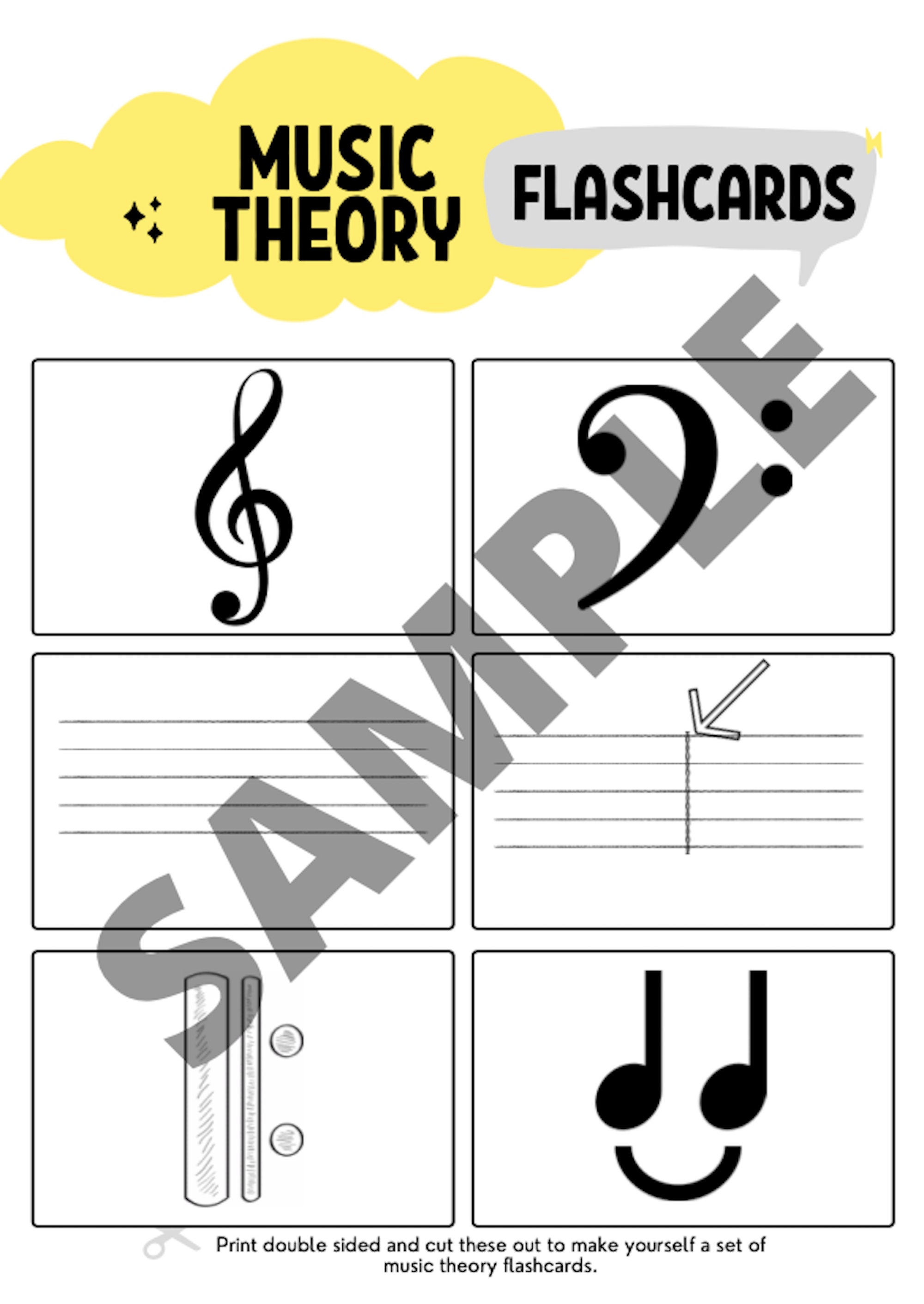Printable Music Theory Flashcards Music Music Teacher Etsy