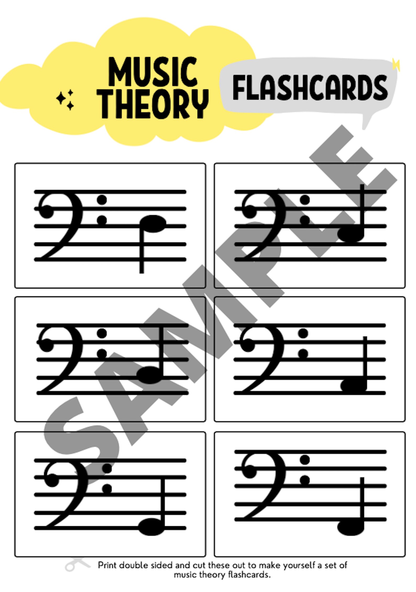 Printable Music Theory Flashcards Music Music Teacher Etsy