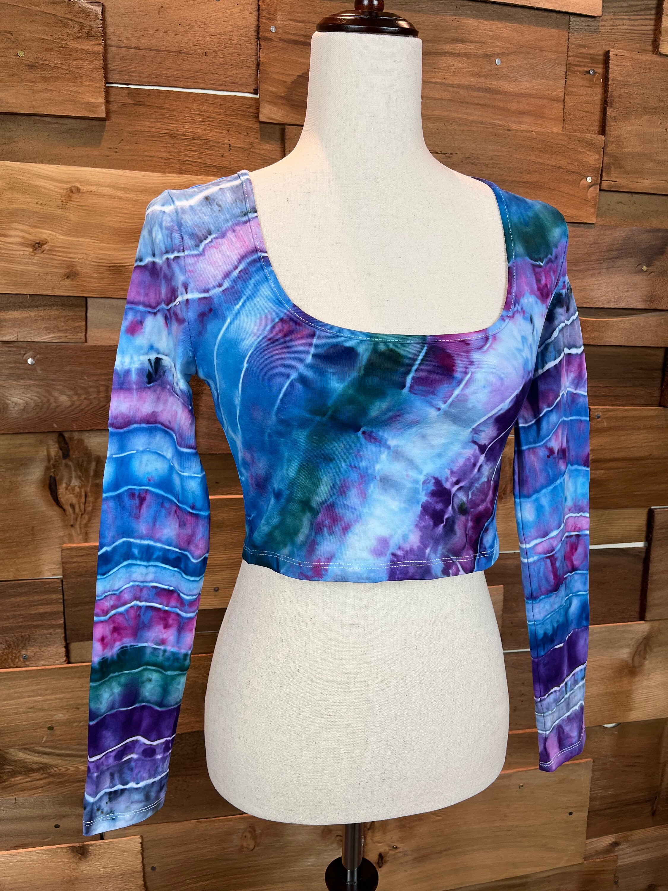 Purple Hippie Tie Dye Split Shoulder Top