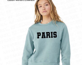 Custom Women's Fleece Crewneck Sweatshirt, Bella Canvas DIY Soft Pullover, College Apparel