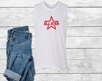 Débardeur musculaire en jersey unisexe All Star, débardeur en jersey de baseball minimaliste, débardeur de vacances d'été tous sports, débardeur musculaire All Star Gym