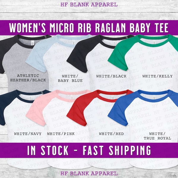 Women's Micro Rib Raglan Sleeve Baby Tee - Women's Baseball Baby Tee - Light-Weight Baseball Baby Tee - Ultra Soft Raglan Tee