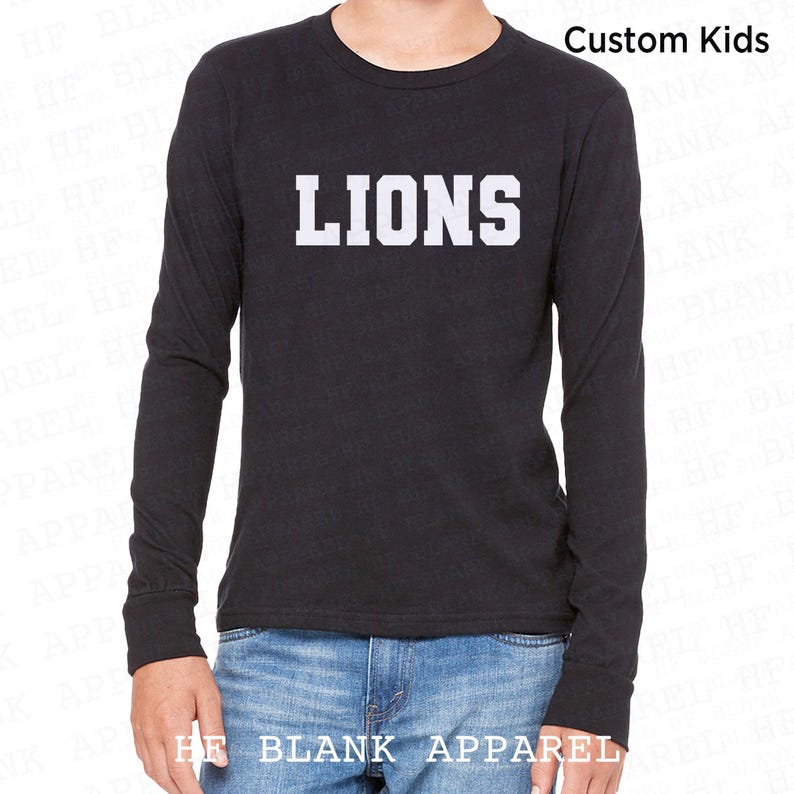 Customizable Kids Long Sleeve Tee, Personalize Text Bella Canvas Youth Shirt image 1