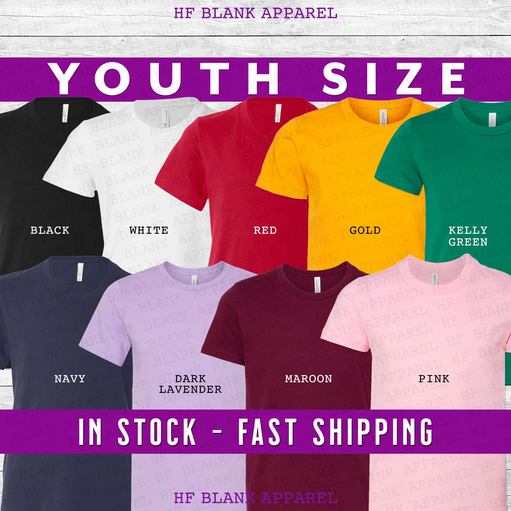 Bella Canvas Youth Unisex Jersey T-shirts, Basic Cotton Kids Shirt,  Everyday Essential Top, Solid & Heather Colors, Soft Blank Youth Shirt 