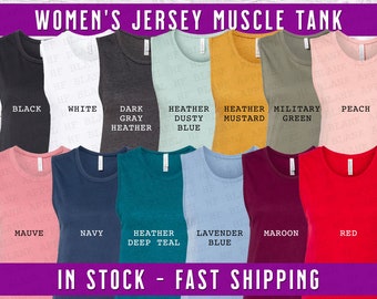 Women's Muscle Tank Top - Soft Jersey Tank Top - Everyday Essential Gym Top - Blank Bella Canvas Muscle Top - DIY Design Plain Tanks