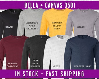 Bella Canvas Unisex Jersey Long Sleeve Tee - Everyday Essential Crewneck Long Sleeve Top - His/ Hers Basic Soft Light Weight Top
