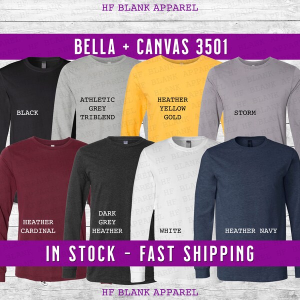 Bella Canvas Unisex Jersey Long Sleeve Tee - Everyday Essential Crewneck Long Sleeve Top - His/ Hers Basic Soft Light Weight Top