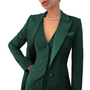 Green suit for women,  Womens Wedding Suit Set ,  Three piece suit , Dressy pant suits for women , women formal wear, Womens suit,