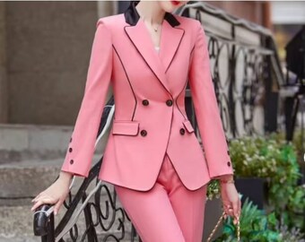 PANT SUITS Women, Double Breasted  Women Suit Pink, Dress Suit Women, Business Suit Women, Women Tailored Suit, Two piece suit Women