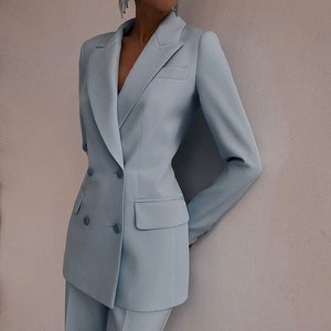 Blue Dressy pant suits for women wedding guest/Women Formal Suit/Custom Business/prom 2 piece suits for women and girls