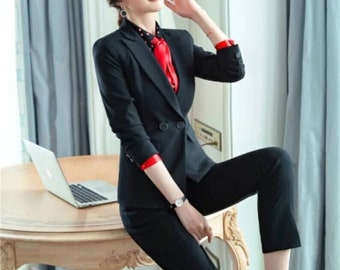 PANT SUITS women, Women Suit Black, Dress Suit Women, Business Suit Women, Women Tailored Suit, Two piece suit Women