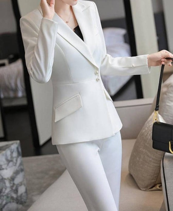 WHITE SUIT for Women/ Double Breasted Suit/womens Suit/women Pant Suit/business  Suit Women/women Tailored Suit/womens Coats Suit Set/ 