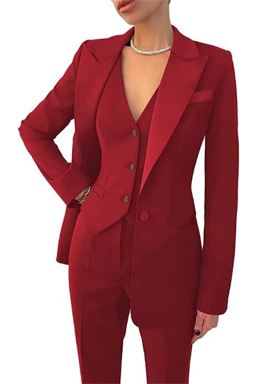 Red Suit for Women, Womens Wedding Suit Set , Dressy Pant Suits for