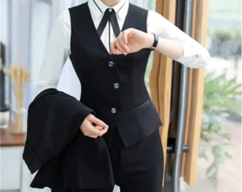 PANT SUITS women, Women Suit Black, Dress Suit Women, Business Suit Women, Women Tailored Suit, Three piece suit Women