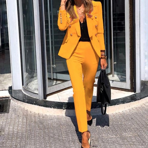 Dressy Pant Suits for A Wedding Party Prom Fromal Blazer and Pants Set Women  Two Piece Set Professional Business Suits at  Women's Clothing store