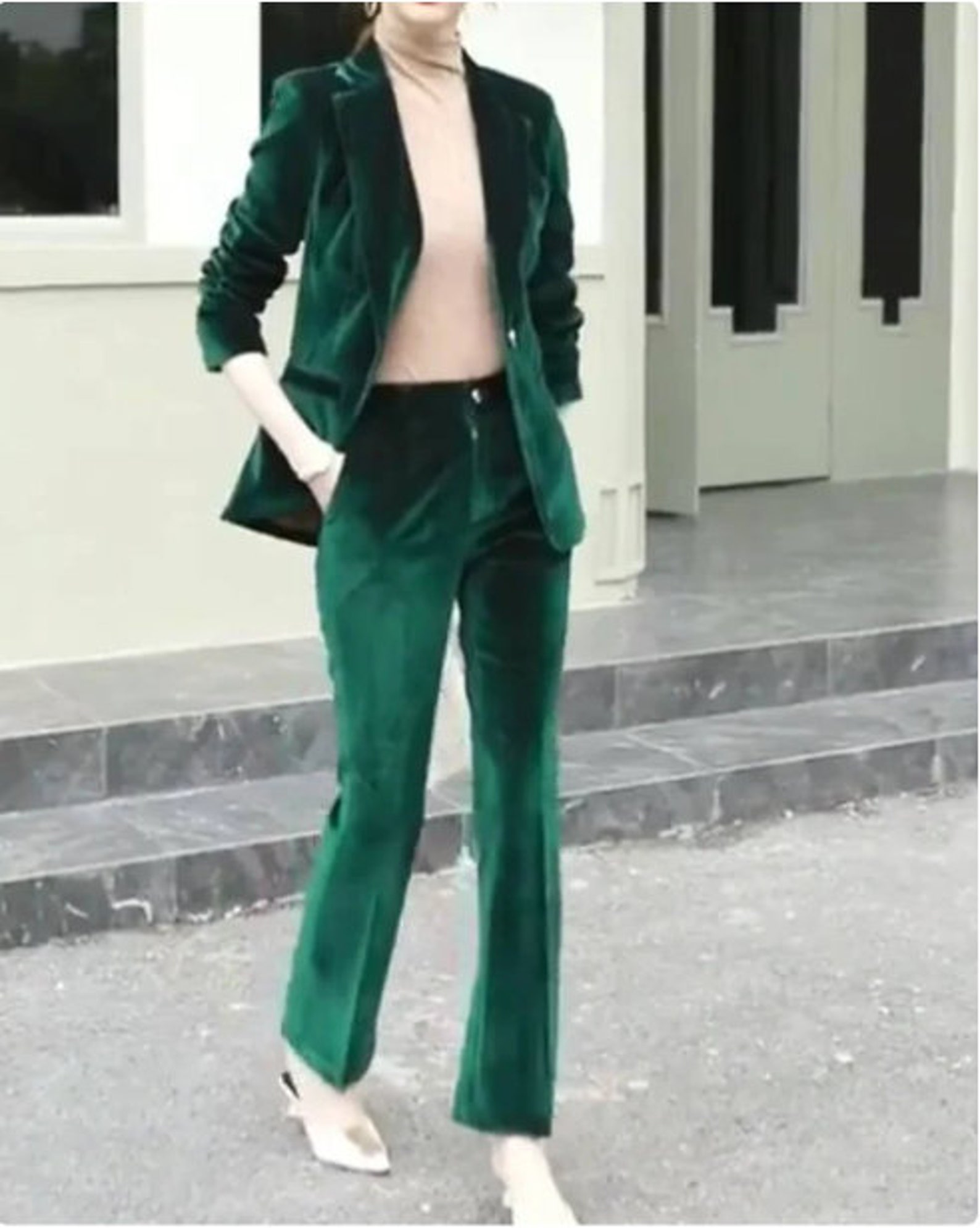 GREEN Women's Velvet Pants Suit Set / Bespoke Suit for Etsy