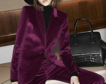purple velvet jacket womens