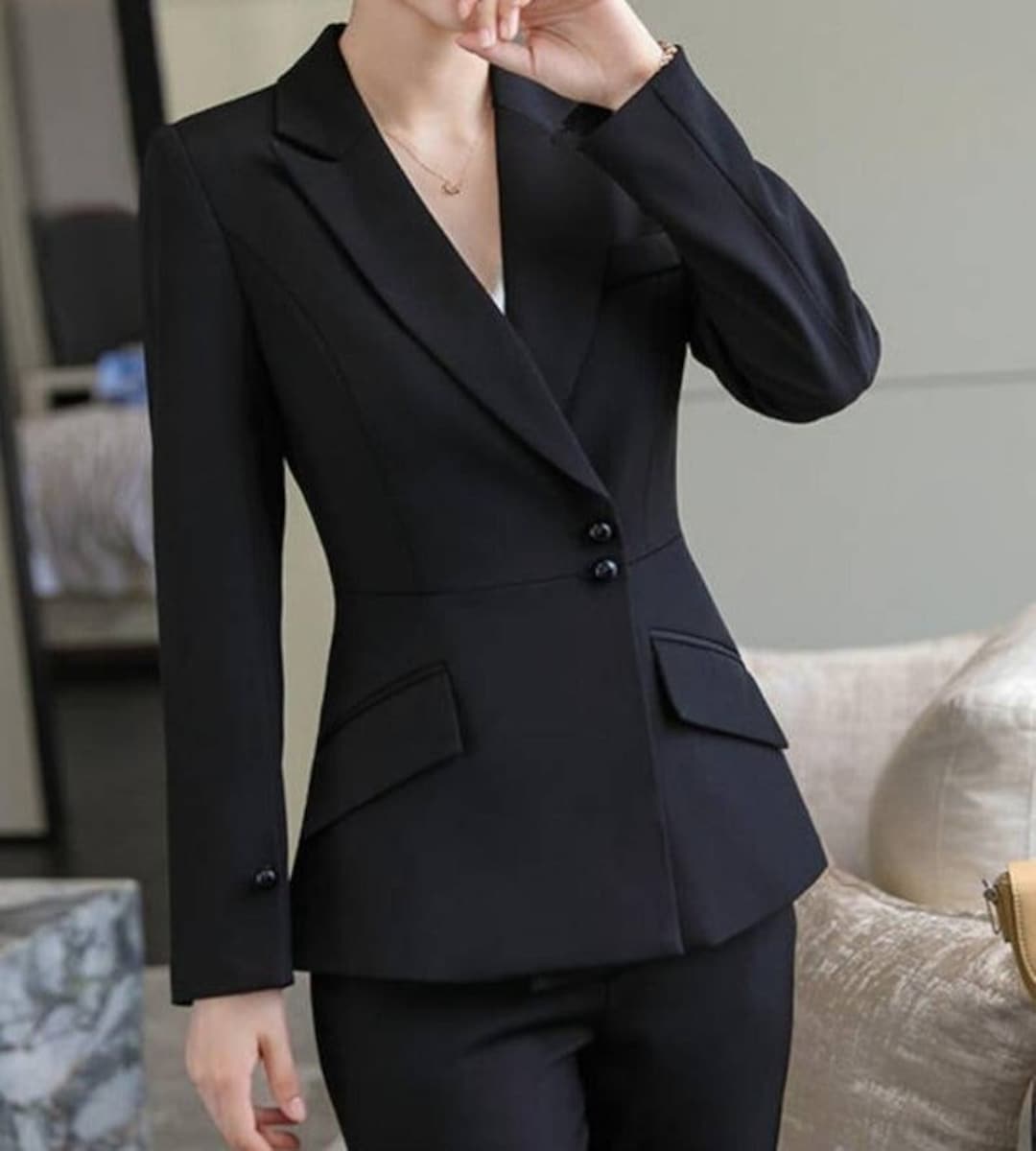 BLACK SUIT for Women Double Breasted Suit womens Suit women Pant