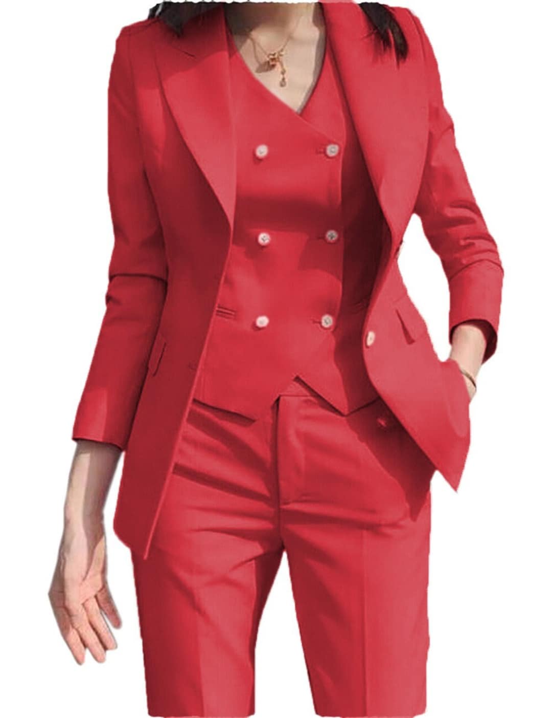 Red Pantsuit Womens Pant Suit Women Formal Suit Blazer Etsy