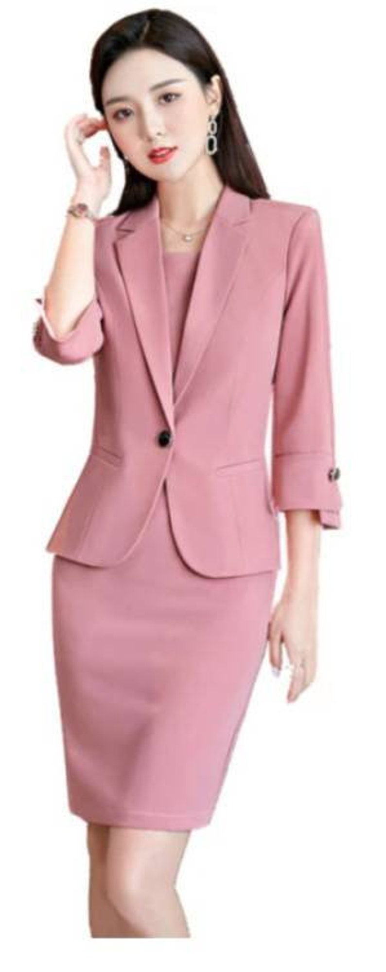 SKIRT SUITS Women, Women Suit Pink, Dress Suit Women, Business Suit Women, Women Tailored Suit