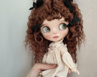 Perruque de poupée Blythe en mohair couleur personnalisée, cheveux de bébé de 9 à 10 pouces