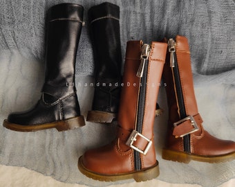 BJD Doll Leather Knee Boots: Black or Brown, Sizes 1/4, 1/3, Uncle