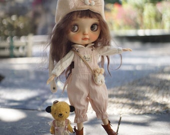 Top+Pants+Bag+Hat Blythe Doll Clothes,1/6 Doll Clothes for Azone OB24 OB22 Body Skirt ,OB24 Doll Clothes,Blythe Hat