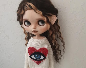 Handstickad tröja: Blythe dockkläder, Azone OB24/OB22 outfit