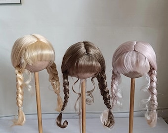 Perruque de poupée Blythe en mohair faite main, Qbaby, 9-10 pouces