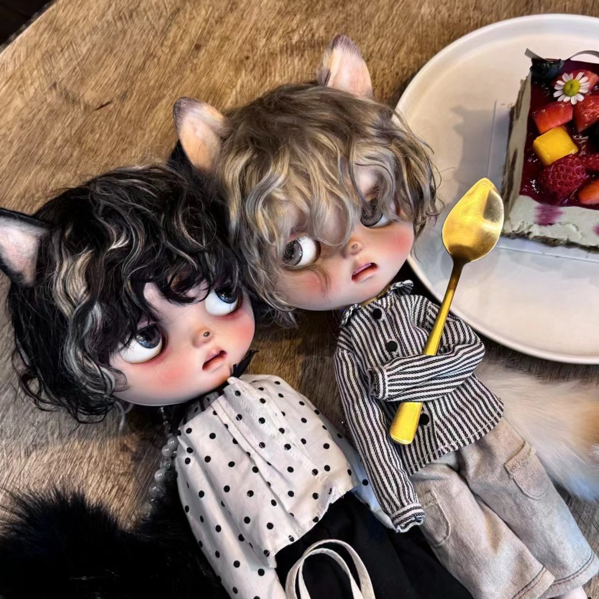 【値下げ❗️即日発送】 coffee 14モヘアウィッグBlythe モヘア 9ー10インチ Blythe ブライス 大1/3 ヘア セットウィッグ