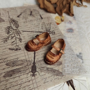 Zapatos de muñeca vintage de cuero marrón: Blythe, Azone, OB22/OB24