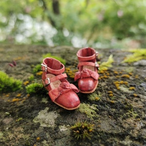 Zapatos de muñeca de cuero rojo: Blythe vintage, Azone, OB22/OB24