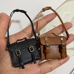 2 Farbe Leder Blythe OB24 OB26 Tasche, Braun Schwarz Miniaturpuppe Tasche