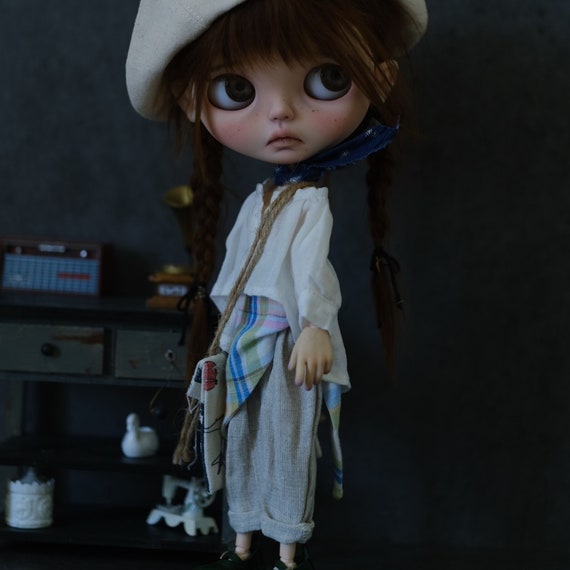 Doll Doll mini pants BEIGE S Clothes Accessories Beige Strap Pants
