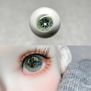 BJD Green Resin Eyes with Swarovski/Crystal Eyes/Diamond Eyes/Eyes for Dolls/Toy Eyes 12mm 14mm 16mm 18cm Small Big Iris Doll Accessories