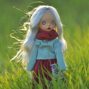 Vintage Blythe Doll Outfit: 4-Piece Set, Scarf & Bag