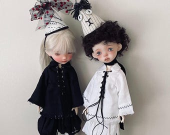 Vintage Blythe Doll Outfit, Black & White Dress, Headdress, OB24 Clothes
