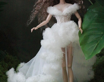White Princess Dress for Blythe Doll: 1/6 Scale Outfit