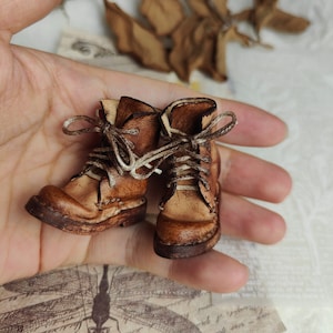 Vintage Brown Leather Boots for Blythe Doll, Azone, OB22/OB24