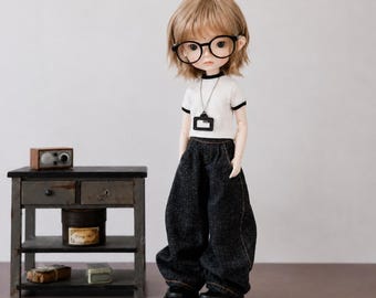 Blythe Outfit, Baggy Jeans & weißes T-Shirt Set für Blythe