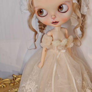 Beaded Embroidered Lace Dress for Blythe Doll, OB24/OB22