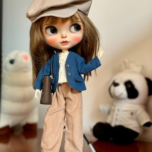 5 Pieces Blythe Doll Clothes,1/6 Doll Clothes for Azone OB24 OB22 Body Skirt ,OB24 Doll Clothes,Blythe trousers,Blythe Cap