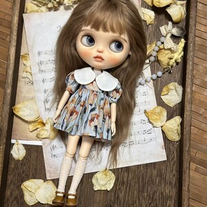 Floral Blythe Doll Dress with Socks: Fits OB24/OB22 Bodies