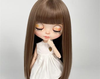 Handmade Soft Silky Blythe Wig - Long Straight Hair with Thick Bangs for Blythe Dolls