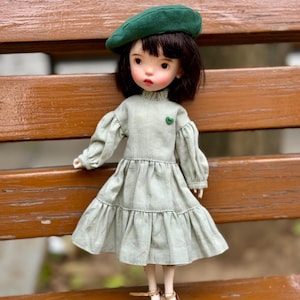 Mint Blythe Doll Dress & Beret: 1/6 Scale Azone OB24 Outfit