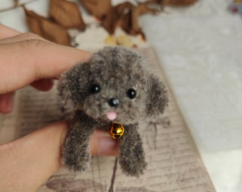 1/6 Scale Dolls Miniature Grey Teddy Dog Pet,Mini Wool Stem Dog for Ob11  1/6 Bjd doll ,Dollhouse Decoration,DIY Dollhouse