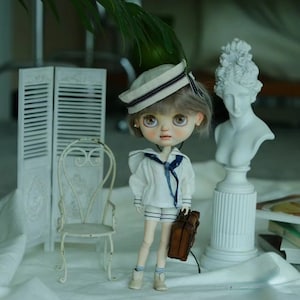 Sailor Outfit for Neo Blythe Doll: Top, Pants, Scarf & Socks - OB24, OB22, Azone