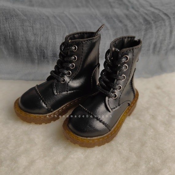 Leather Doll Boots: Black Fashion Shoes, 1/4 1/6 Yosd MSD Doll Accessories