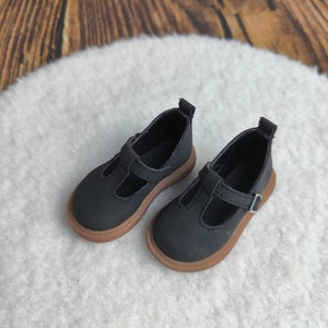 Matte Black Leather BJD Doll Shoes: 1/4 MSD, 1/6 YOSD Sizes